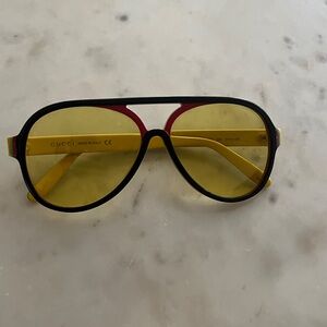 Gucci Black and Yellow Aviator Sunglasses